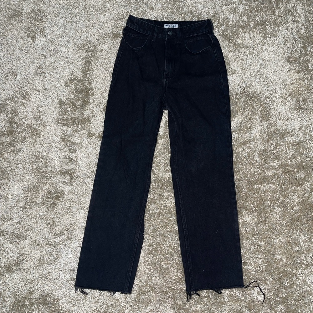 High rise straight leg black jeans